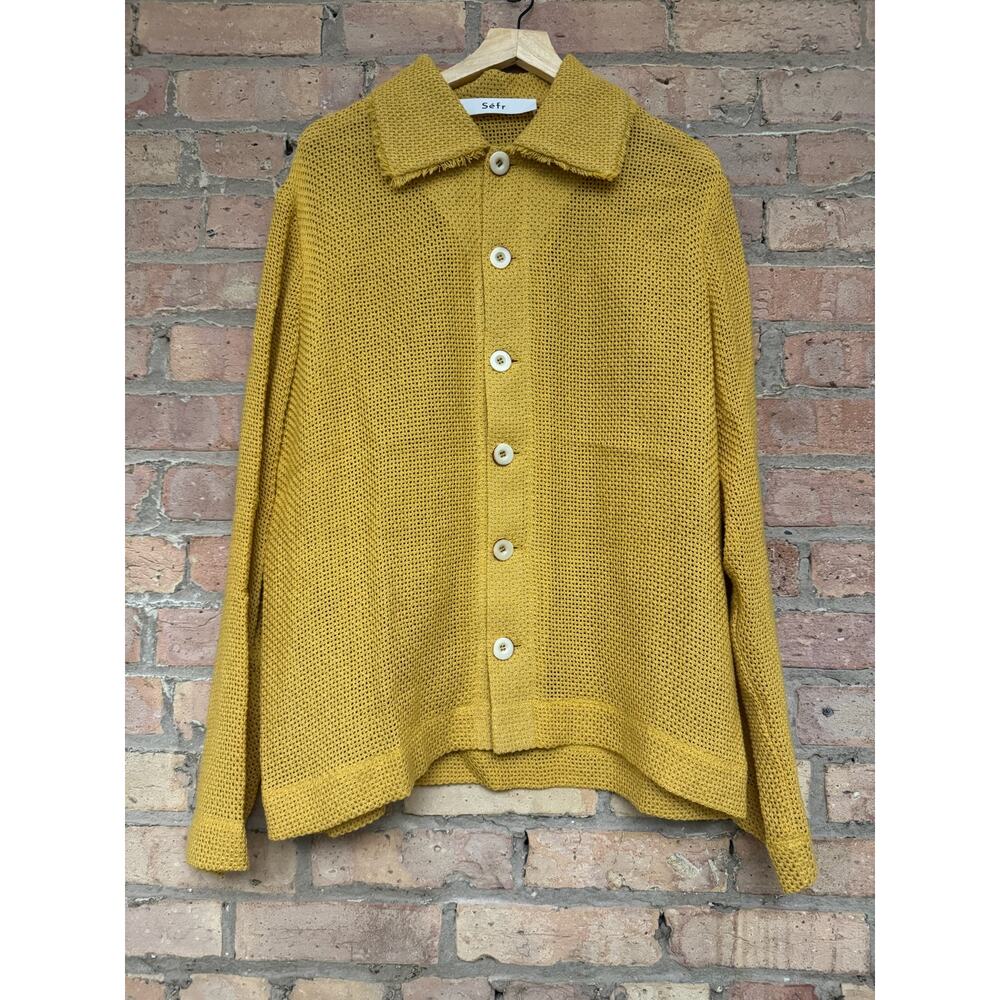 Sefr Yellow Knit Button Up Shirt